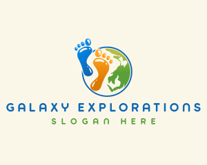 Globe Footprint Planet logo design