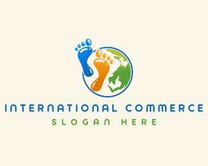 Globe Footprint Planet logo design