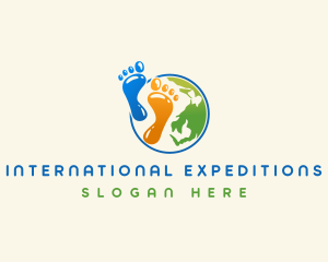 Globe Footprint Planet logo design