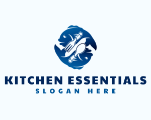 Fish Utensils Restaurant logo design