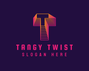 Gradient Static Letter T logo design