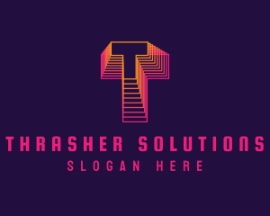 Gradient Static Letter T logo design