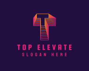 Gradient Static Letter T logo design