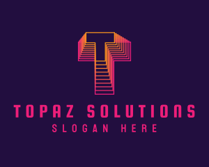 Gradient Static Letter T logo design