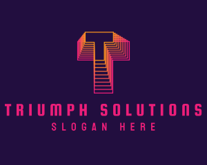 Gradient Static Letter T logo design