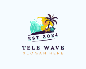 Beach Island Wave logo design