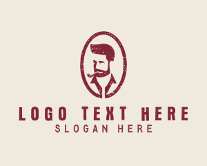 Hipster Smoking Pipe Man logo