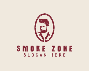 Hipster Smoking Pipe Man logo design