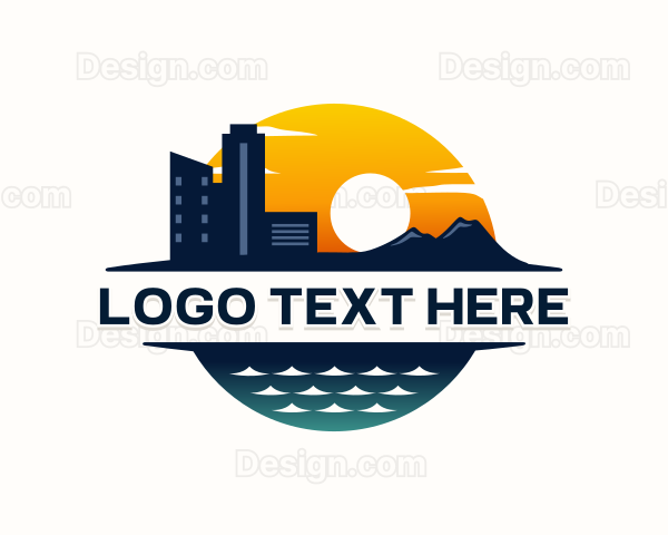 Cityscape Sunset Building Logo