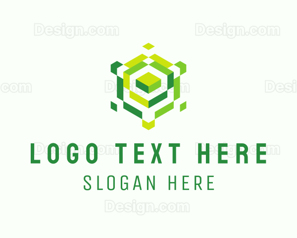 Puzzle Cube Hexagon Logo