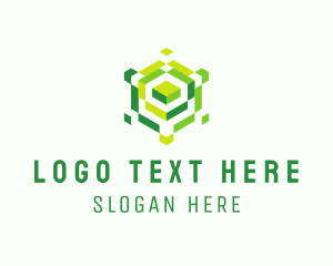 Puzzle Cube Hexagon Logo