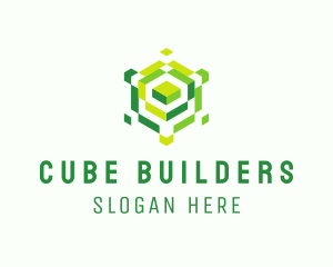 Puzzle Cube Hexagon logo design