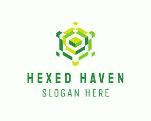 Puzzle Cube Hexagon logo design