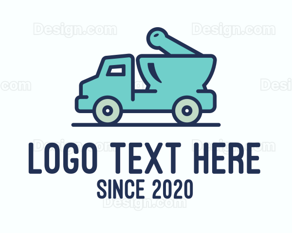 Blue Mortar & Pestle Truck Logo