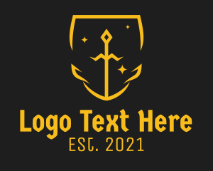 Shield - Golden Knight Badge logo design