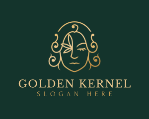 Golden Floral Woman logo design