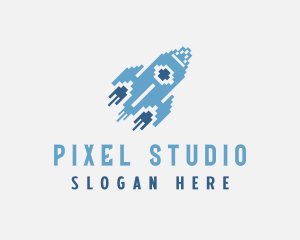 Rocket Ship Pixel App logo design