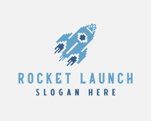 Rocket Ship Pixel App logo design