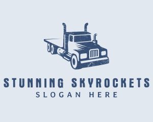 Flatbed Truck Logistics Logo