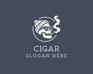 Skull Beanie Smoking logo design
