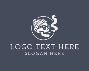Smoke - Skull Beanie Smoking logo design