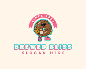 Donut Coffee Cartoon logo design