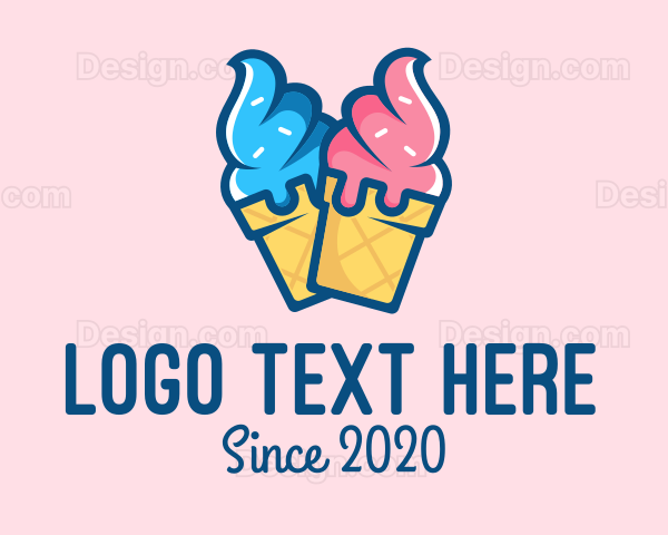 Pink Blue Ice Cream Logo