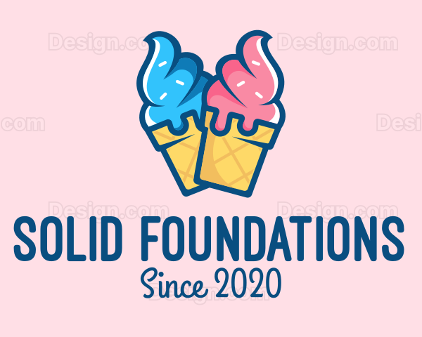 Pink Blue Ice Cream Logo
