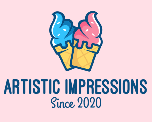 Pink Blue Ice Cream logo design