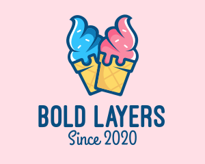 Pink Blue Ice Cream logo design