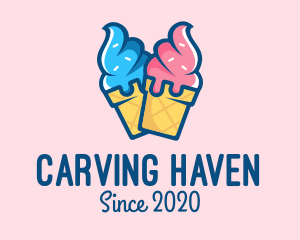 Pink Blue Ice Cream logo design