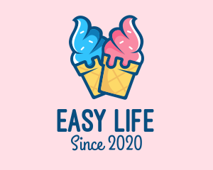 Pink Blue Ice Cream logo design