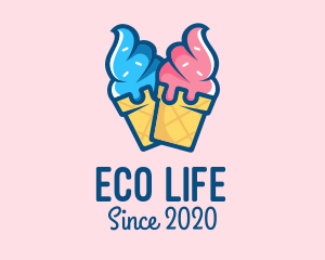 Pink Blue Ice Cream logo design