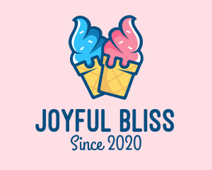 Pink Blue Ice Cream logo design