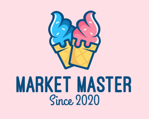 Pink Blue Ice Cream logo design