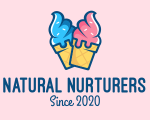 Pink Blue Ice Cream logo design