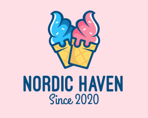 Pink Blue Ice Cream logo design