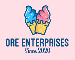 Pink Blue Ice Cream logo design