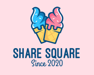 Pink Blue Ice Cream logo design