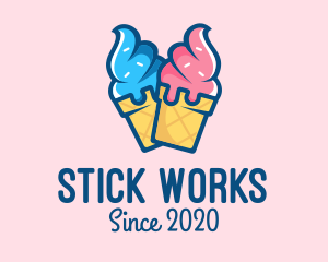 Pink Blue Ice Cream logo design