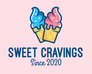 Pink Blue Ice Cream logo design