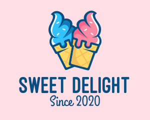 Pink Blue Ice Cream logo design