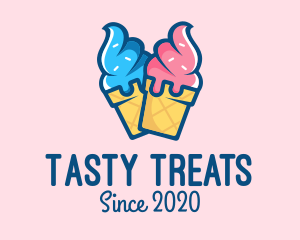 Pink Blue Ice Cream logo design