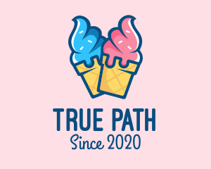 Pink Blue Ice Cream logo design