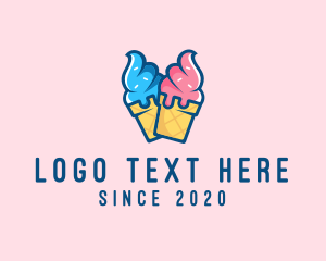 Pink Blue Ice Cream logo design