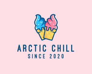 Pink Blue Ice Cream logo design