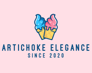 Pink Blue Ice Cream logo design