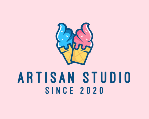 Pink Blue Ice Cream logo design