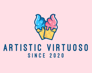 Pink Blue Ice Cream logo design