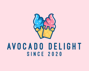 Pink Blue Ice Cream logo design